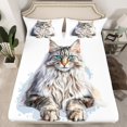 thumbnail image 1 of Erosebridal Cute Cartoon Cat Fitted Sheet Pet Cats Bed Sheets Kitten Bedding Set Pet Animal Sheets Set Room 3Pcs Full Size（No Top Sheet）, 1 of 5