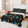 thumbnail image 1 of Erosebridal Cute Cartoon Dino Bed Sheets,Wild Animal Dinosaur King Sheets For Boys Teens,Black Blue Orange 4 Pieces, 1 of 6