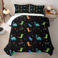 thumbnail image 1 of Erosebridal Cute Cartoon Dino Twin Quilt Set,Wild Animal Dinosaur Twin Coverlet Set For Boys Teens,Black Blue Orange,2 Pieces, 1 of 7