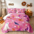 thumbnail image 1 of Erosebridal Cute Cartoon Ghost Bed Spread Queen, Happy Halloween Queen Coverlet Set for Boys Girls, Off-white Black, 3-Piece 1 Quilt and 2 Pillowcases, 1 of 7