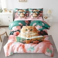 thumbnail image 1 of Erosebridal Cute Cat Bed in a Bag Twin size, Kawaii Kitten Bedding Twin Size, Vintage Western Style Reversible Bed Set, Ultra Soft Bedroom Decor, 7-Piece, 1 of 6