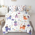 thumbnail image 1 of Erosebridal Cute Cat Bedding Sets Twin Size,Funny Birthday Party Comforter Sets with Sheets,Kawaii Kitten Print Bed in a Bag Twin Size,Super Cozy Room Decoration Reversible,7-Piece, 1 of 6