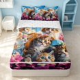 thumbnail image 1 of Erosebridal Cute Cat Zipper Full Size Comforter Sets with Fitted Sheet and 2 Pillowcases, Cartoon Flower Zipper Bedding Set, Reversible, Sky Blue Magenta, Reversible, 1 of 7