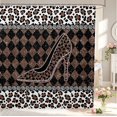 thumbnail image 1 of Erosebridal Cute Cheetah High Heels Shower Curtain 72Wx72L,Classic Geometric Plaid Bathroom Curtain,Tan Black, 1 of 5