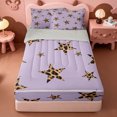 thumbnail image 1 of Erosebridal Cute Cheetah Pattern Stars Zipper Twin Comforter Sets with Fitted Sheet and 2 Pillowcases,Classic Leopard Print Zipper Bedding Set For Girls,Light Gray Reversible,4 Pieces, 1 of 7