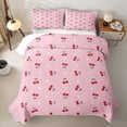thumbnail image 1 of Erosebridal Cute Cherry Daisy Print Twin Quilt Set,Small Fruit Floral Twin Coverlet Set For Girls,2 Pieces, 1 of 7