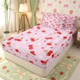 thumbnail image 1 of Erosebridal Cute Cherry Print Zipper Twin Comforter Sets with Fitted Sheet and 2 Pillowcases,Tiny Star Daisy Pink Base Accent Zipper Bedding Set,Blush Red,4-Piece,Pink Reversible, 1 of 6