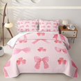 thumbnail image 1 of Erosebridal Cute Clover Bow Twin Quilt Set for Girls,Teens Dreamy Flowers Bowtie Twin Coverlet Set, 1 of 7