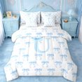thumbnail image 1 of Erosebridal Cute Coquette Bow 7-Piece Bedding Comforter Set For Girls,Blue Letter U Initial Monogram King Bedding Sets,Reversible, 1 of 7