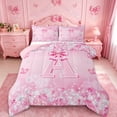 thumbnail image 1 of Erosebridal Cute Coquette Bow Full Size Comforter Sets For Kids,Pink Diamond Letter A Monogram Bedding Sets,Pink Reversible,3-Piece, 1 of 7