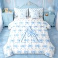 thumbnail image 1 of Erosebridal Cute Coquette Bowknot 7-Piece Twin Bedding Sets For Kids,Blue Cartoon Letter A Monogram Bedding Comforter Set,Colorful Stars Reversible, 1 of 7