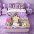thumbnail image 1 of Erosebridal Cute Coquette Bowknot Zipper Twin Comforter Sets with Fitted Sheet and 2 Pillowcases,Cartoon Musical Instrument Guitar Zipper Bedding Set For Girls,Polkadot Reversible,4-Piece, 1 of 7