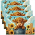 thumbnail image 1 of Erosebridal Cute Cow Place Mats Set of 4 for in Door Dinning, Rustic Animal Table Place Mats for in Door Dining, Sunflower Decor, 1 of 4
