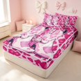 thumbnail image 1 of Erosebridal Cute Cowgirl Boots Zipper Full Size Comforter Sets with Fitted Sheet and 2 Pillowcases, Pink Cow Print Zipper Bedding Set for Girls, Pink Reversible, 1 of 5