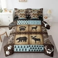 thumbnail image 1 of Erosebridal Cute Deer Bear Bedding Full Size,Jungle Animal Bed Set,Brown Grid Checkered Bedding Sets Full Size,Breathable Bedroom Decor Reversible,7pcs, 1 of 6