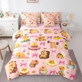 thumbnail image 1 of Erosebridal Cute Donuts Capybara Twin Bedding Sets 7-Piece For Children,Boys Girls Kawaii Ribbon Bow Knot Bedding Comforter Set,Pink Reversible, 1 of 6