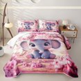 thumbnail image 1 of Erosebridal Cute Elephant Animal Bed Spread Queen, Blossoms Flower Queen Coverlet Set, 3-Piece, 1 of 7