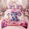 thumbnail image 1 of Erosebridal Cute Elephant Animal Full Size Comforter Sets, Blossoms Flower Bedding Sets, 3-Piece, 1 of 6