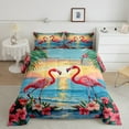 thumbnail image 1 of Erosebridal Cute Flamingo Comforter Sets Full Size, Tropic Floral Flower Comforters & Duvets, Cartoon Ocean Decor, Microfiber, 1 of 8