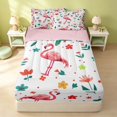 thumbnail image 1 of Erosebridal Cute Flamingo Zipper Twin Comforter Sets with Fitted Sheet and 2 Pillowcases, Cartoon Floral Animal Zipper Bedding Set, Pink Reversible, Blush Pink Flamingo, Pink Reversible, 1 of 7