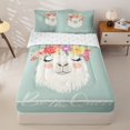 thumbnail image 1 of Erosebridal Cute Floral Llama Graphic Zipper Full Size Comforter Sets with Fitted Sheet and 2 Pillowcases,Hand Letter Text Secondary Tile Zipper Bedding Set,Mint White,4pcs,Reversible, 1 of 5
