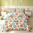 thumbnail image 1 of Erosebridal Cute Flower Quilt King, Kawaii Floral King Coverlet Set, Pink Reversible, Retro Teal, 3pcs (1 Bedspread and 2 Pillowcases), 1 of 7