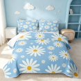 thumbnail image 1 of Erosebridal Cute Flower Twin Quilt Set, Cartoon Floral Twin Coverlet Set, Polka Dots Reversible, Sky Blue White Yellow, 2 Pieces (1 Bedspread and 1 Pillowcase), 1 of 7