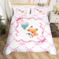 thumbnail image 1 of Erosebridal Cute Fox Duvet Cover,Princess Bowknot Bedding Set King,Cartoon Fox Quilt Cover with 2 Pillowcases Zipper Ties(No Comforter), 1 of 6