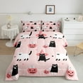 thumbnail image 1 of Erosebridal Cute Ghost Cat Comforter Set Twin Happy Halloween Pumpkin Bedding Set Gifts Teen,Black White Halloween Kitten Bed Comforter Set Pink Halloween Quilt Set 1 Pillow Case, 1 of 5