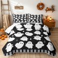 thumbnail image 1 of Erosebridal Cute Ghost Twin Quilt Set, Happy Halloween Twin Coverlet Set for Girls, Black White, 2-Piece 1 Bedspread and 1 Pillowcase, 1 of 7
