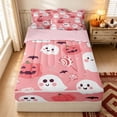thumbnail image 1 of Erosebridal Cute Ghost Zipper Twin Comforter Sets with Fitted Sheet and 2 Pillowcases, Cartoon Pumpkin Lollipop Cobweb Zipper Bedding Set for Girls, Light Pink Orange White, Pink Reversible, 1 of 7