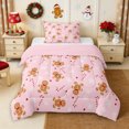 thumbnail image 1 of Erosebridal Cute Gingerbread Man Twin Comforter Sets 2pcs,Merry Christmas Bedding Set,Pink,Reversible,1 Comforter and 1 Pillowcase, 1 of 6