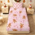 thumbnail image 1 of Erosebridal Cute Gingerbread Man Twin Fitted Sheet 2 Pieces,Merry Christmas Bedding,Pink,1 Fitted Sheet and 1 Pillowcase, 1 of 4
