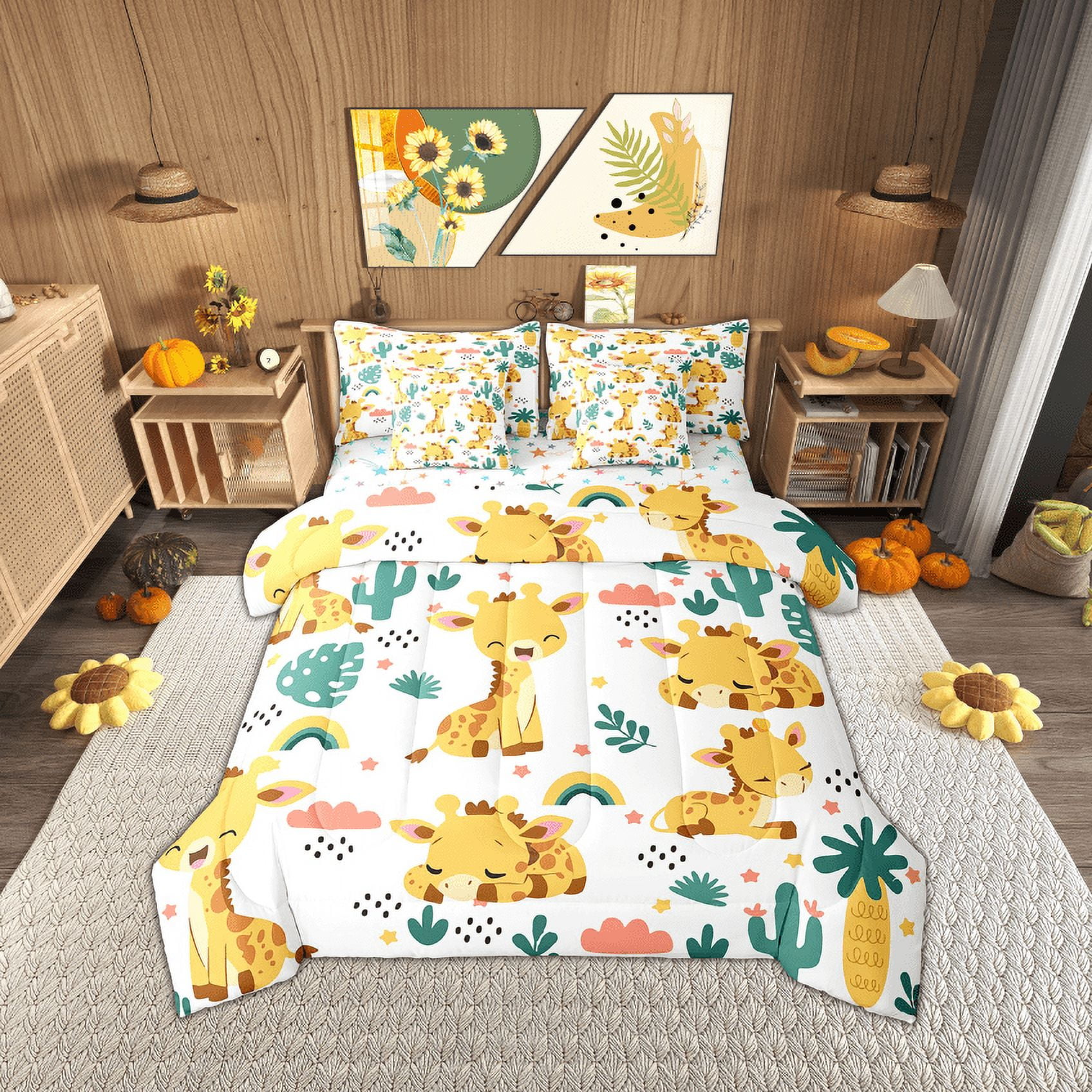 Erosebridal Cute Giraffe Bed In A Bag Full Size Cartoon Jungle Animal erosebridal-cute-giraffe-bed-in-a-bag-full-size-cartoon-jungle-animal