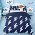 thumbnail image 1 of Erosebridal Cute Graffiti Lightning Queen Duvet Cover Set,Deepblue And White Bedding For Boy Teens 3 Pieces,No Comforter,Reversible, 1 of 5