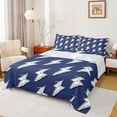thumbnail image 1 of Erosebridal Cute Graffiti Lightning Queen Sheet Sets,Deepblue And White Bed Set For Boy Teens 4 Pieces, 1 of 6