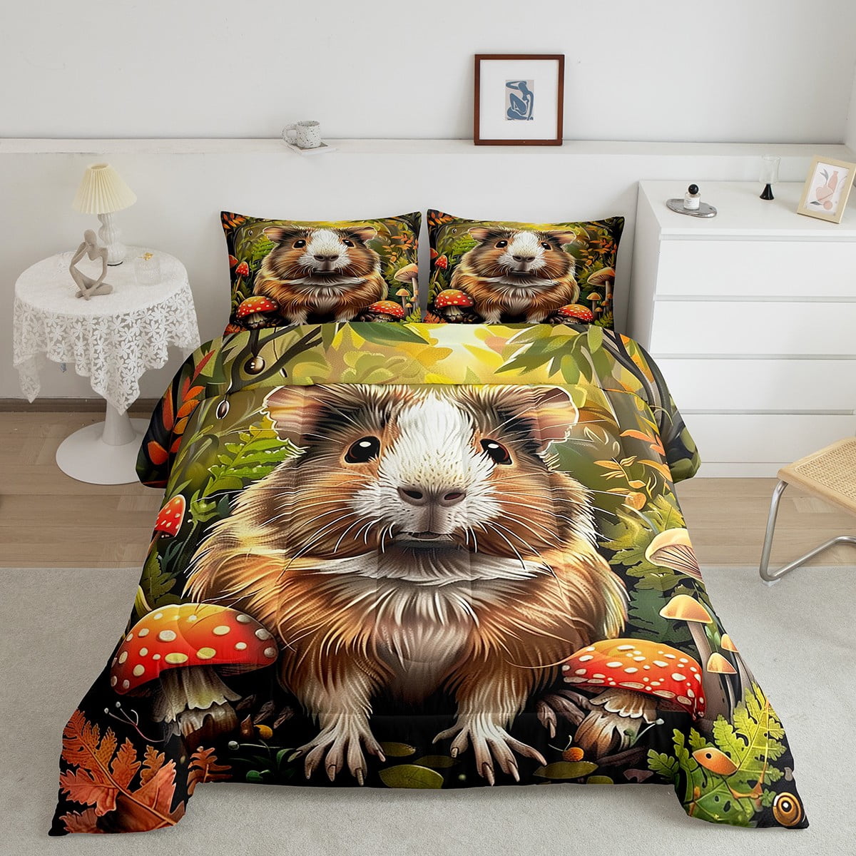 Picture of Erosebridal Cute Guinea Pig Bedding Twin Comforter Set, Jungle Mushroom ...