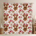 thumbnail image 1 of Erosebridal Cute Highland Cow Black Out Curtains,Pink Red Flowers Blossom Curtains Pack of 2 (42x63 Each) For Girls Boys, 1 of 7
