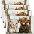 thumbnail image 1 of Erosebridal Cute Highland Cow Place Mats Set of 4 for in Door Dinning, Sunflower Table Place Mats for in Door Dining, Rustic Animal Decor, 1 of 4