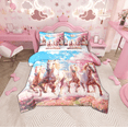 thumbnail image 1 of Erosebridal Cute Horse Bedding Sets Twin Size, Pink Cherry Blossoms Comforter Sets with Sheets, Japanese Anime Bedroom Decorative, Reversible 7-Piece, 1 of 4