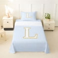 thumbnail image 1 of Erosebridal Cute Initial L Twin Sheet Sets for Kid, Fashion Blue Stripe Bedding, 3pcs, 1 of 5