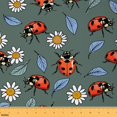 thumbnail image 1 of Erosebridal Cute Ladybug Fabric By The Yard, Wildlife Insect Decorative Fabric, Cartoon Daisy Indoor Outdoor Fabric, Green Blue Leaves Upholstery Fabric Teens, 10 Yards, 1 of 5