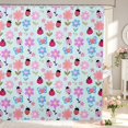 thumbnail image 1 of Erosebridal Cute Ladybug Shower Curtain 72Wx72L,Kawaii Floral Bathroom Curtain,Blue Pink, 1 of 5