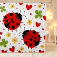 thumbnail image 1 of Erosebridal Cute Ladybug Shower Curtain 72Wx78L,Kawaii Daisy Flower Bath Curtain,White Yellow, 1 of 5