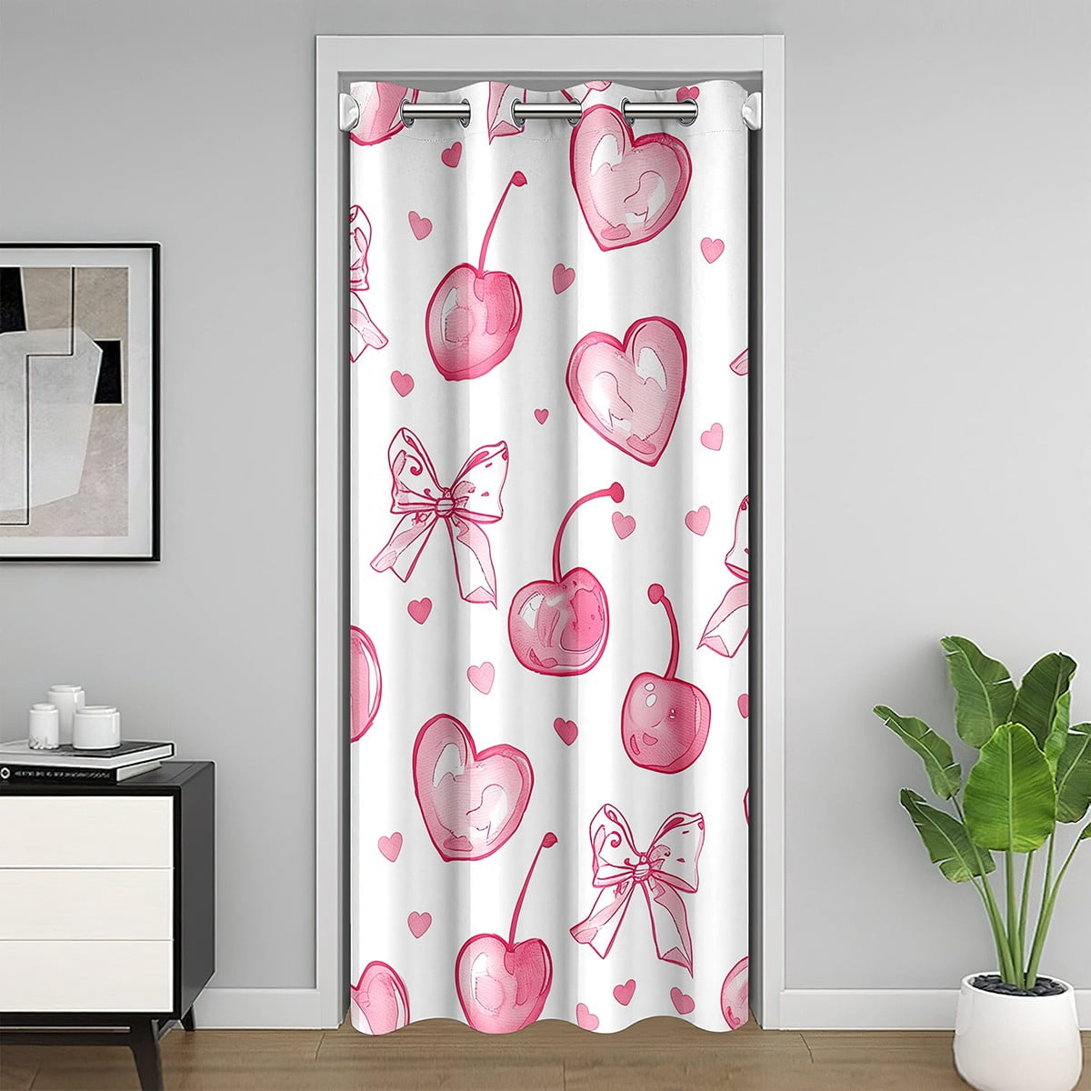 Erosebridal Cartoon Salamander Curtains - Pink Kawaii Bow Design, 52"x84" Per Panel, Set Of 2