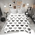 thumbnail image 1 of Erosebridal Cute Love King Comforter Set 7 Piece,Black and White Romantic Bed in a Bag,Kawaii Heart Shaped Sheet Set with Comforter,Graffiti Style Love Heart Bed Sets, 1 of 6