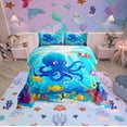 thumbnail image 1 of Erosebridal Cute Octopus Bedding Twin Comforter Set, Cartoon Sealife Down Comforter, Yellow Fish Reversible Comforters & Duvets, Breathable Bedroom Decor, 2 Pieces, 1 of 8