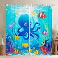 thumbnail image 1 of Erosebridal Cute Octopus Curtains Pack of 2 (42x63), Cartoon Sealife Curtains for Living Room, Yellow Fish 30%-50% Black Out Curtains, Window Drapes Bedroom Decor, 1 of 6
