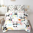 thumbnail image 1 of Erosebridal Cute Panda Bedding Sets Queen Size, Jungle Animals Comforter Sets with Sheets, Balloon Rainbow Reversible Bedding Queen Size, Ultra Soft Room Decorative, 7-Piece, 1 of 6