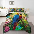 thumbnail image 1 of Erosebridal Cute Parrot Bedding Twin Comforter Set, Wild Bird Down Comforter, Pink Floral Bedroom Decor, Reversible 2-Piece, 1 of 8
